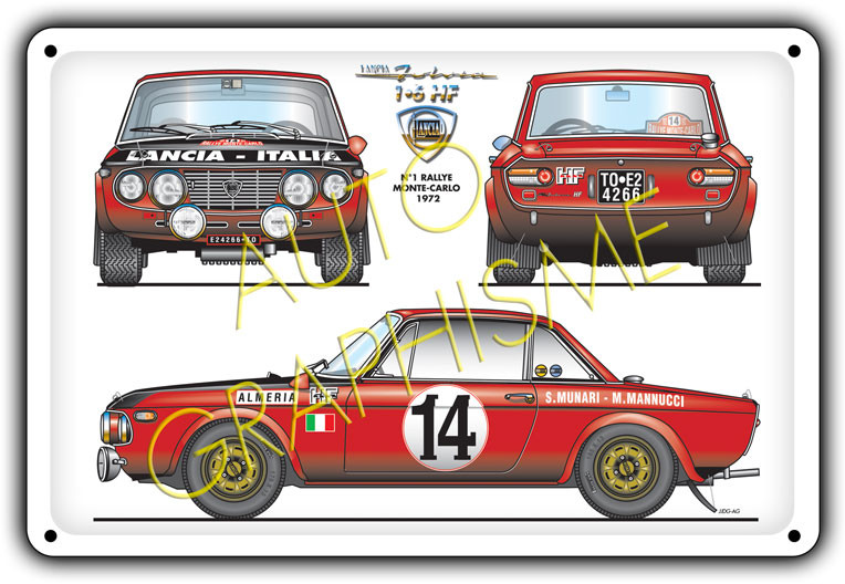 Plaque Métallique Lancia Fulvia 1.6 HF Mc - AG-FO-050 - FO-050 - 3661768835227