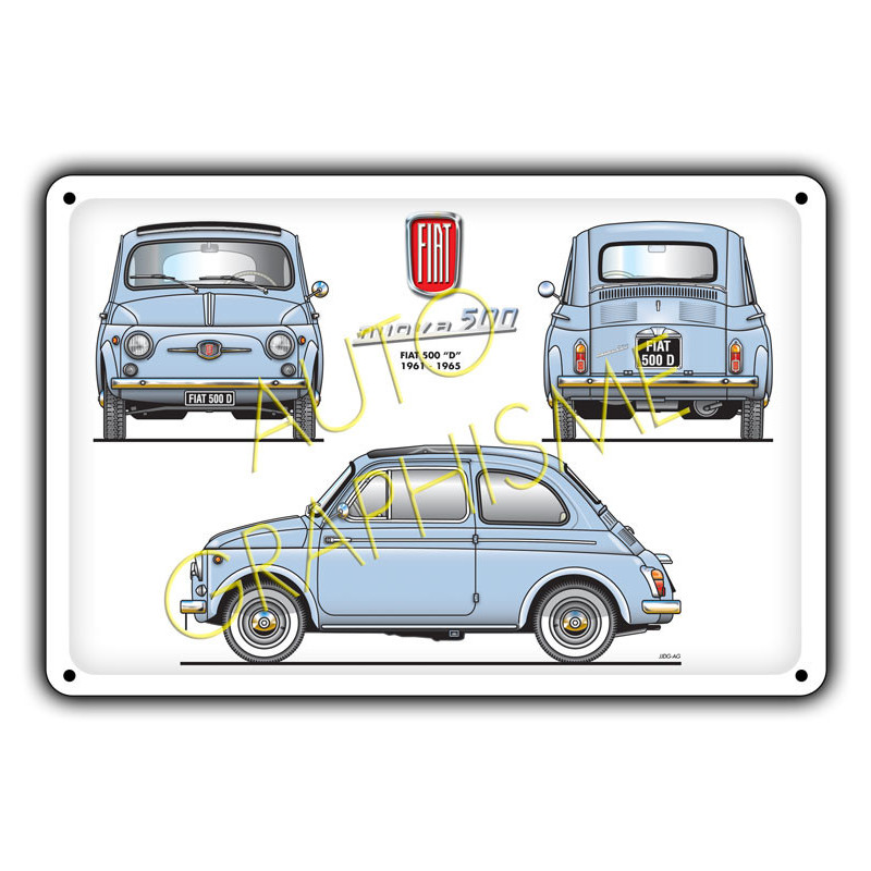 Metalen plaat Fiat 500D - AG-FO-053 - FO-053 - 36617681518098