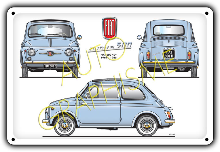 Metalen plaat Fiat 500D - AG-FO-053 - FO-053 - 36617681518098