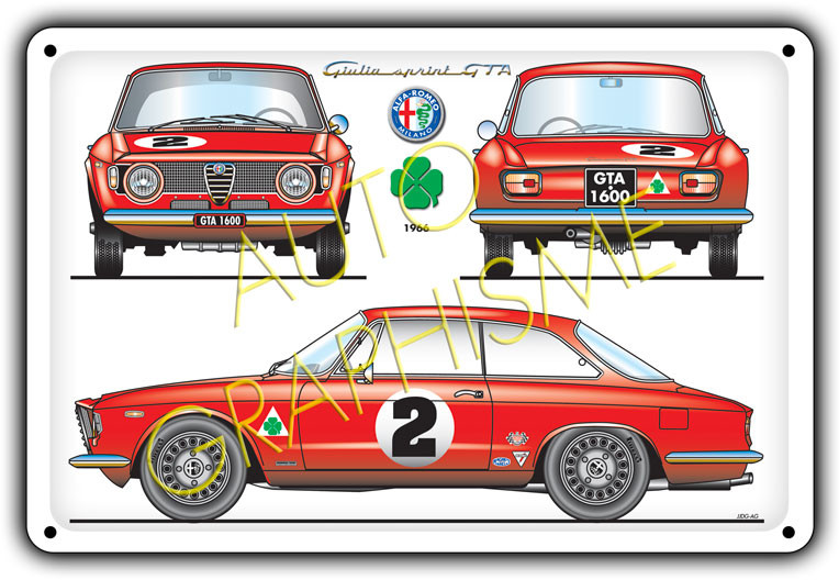 Plaque Métallique Alfa Romeo Giulia Sprint GTA 1600 - AG-FO-055 - FO-055 - 3661768835258