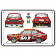 Plaque Métallique Fiat 128 coupé 1300 Filipinetti