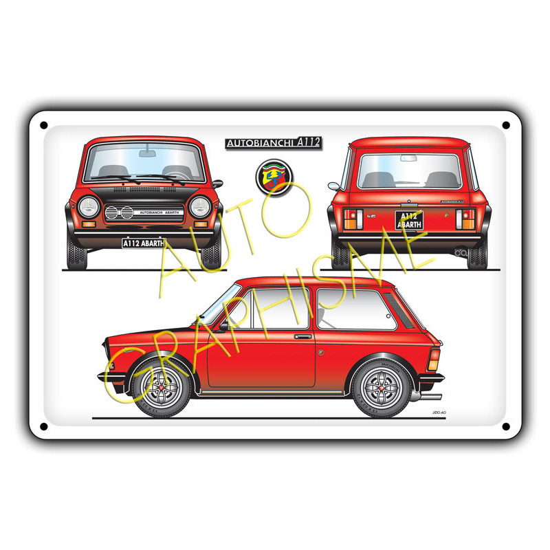 Autobianchi A112 Abarth 70pk S1 metalen plaat - AG-FO-060 - FO-060 - 36617681518165