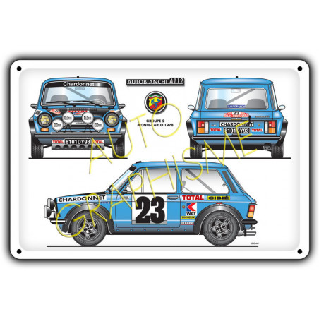 Plaque Métallique Autobianchi A112 Abarth 70cv Mc