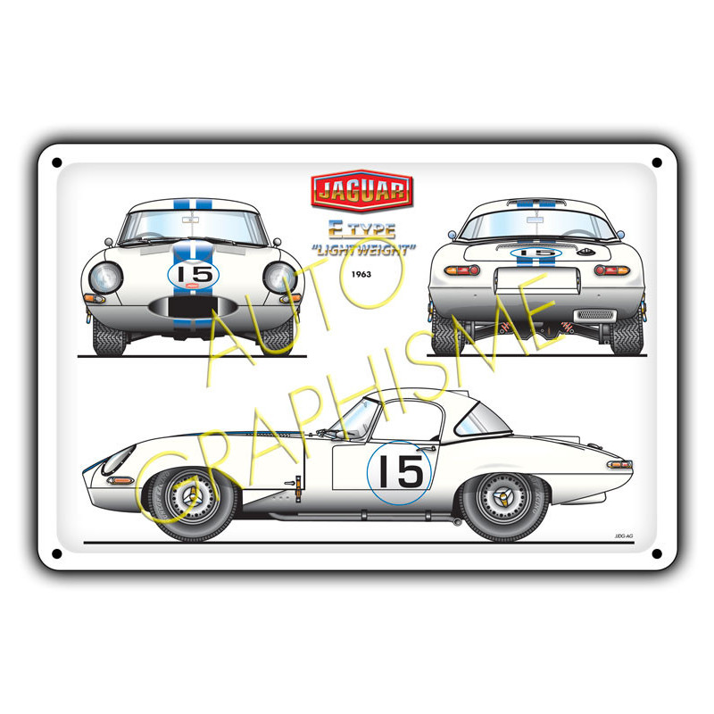 Jaguar E-Type lichtgewicht metalen plaat - AG-FO-069 - FO-069 - 3661768835333