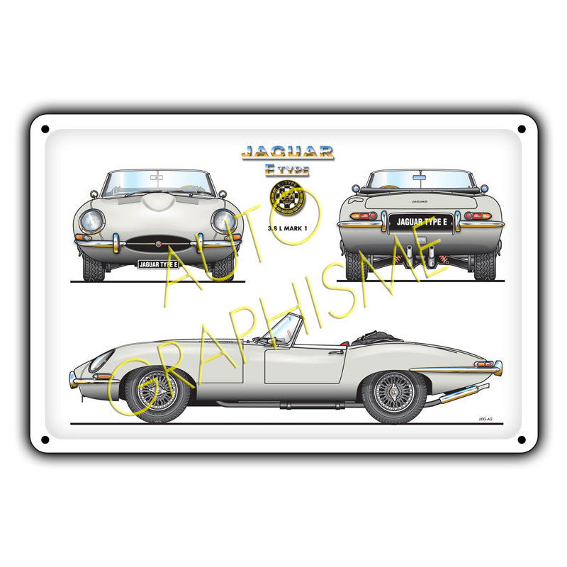 Jaguar E-Type Cabriolet S1 metalen plaat - AG-FO-070 - FO-070 - 3661768835340