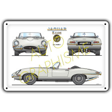 Jaguar E-Type Cabriolet S1 metalen plaat - AG-FO-070 - FO-070 - 3661768835340