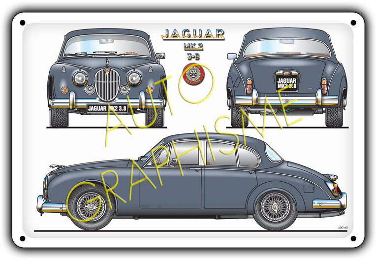 Plaque Metallique JAGUAR MK2 3L8 - AG-FO-071 - FO-071 - 3661768835357