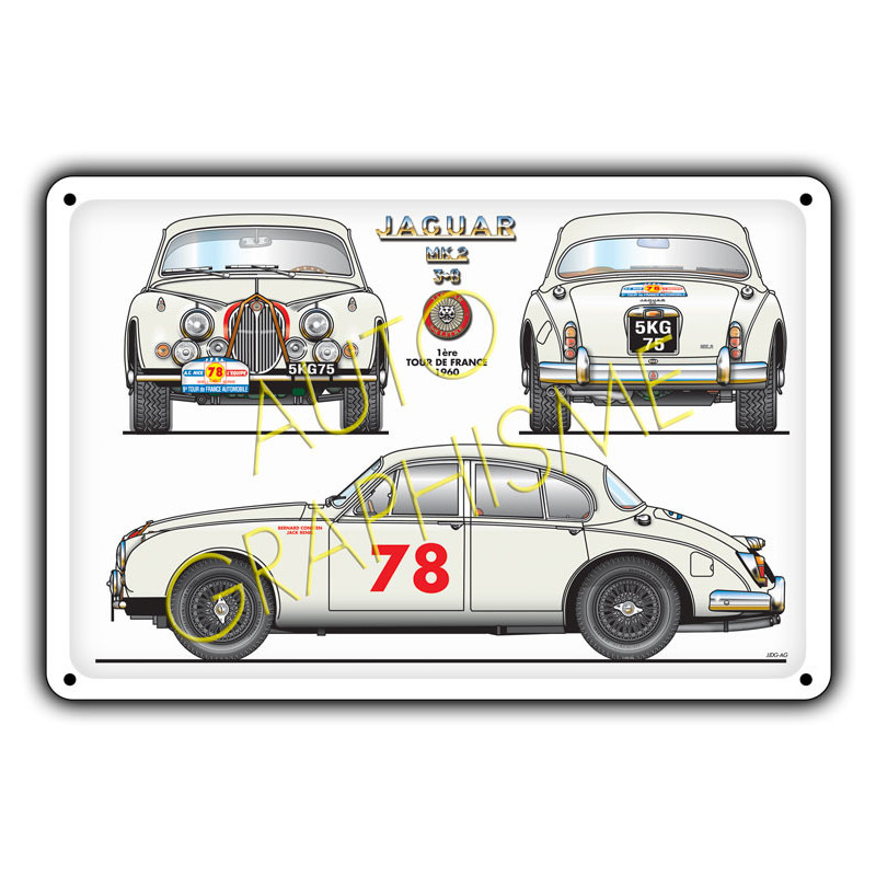 Jaguar MK2 3L8 TDF metalen plaat - AG-FO-072 - FO-072 - 3661768835364