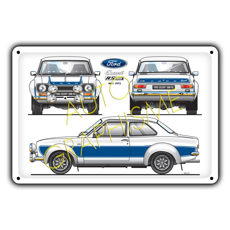 Metalen plaatje Ford Escort RS2000 mk1 - AG-FO-080 - FO-080 - 3661768835425