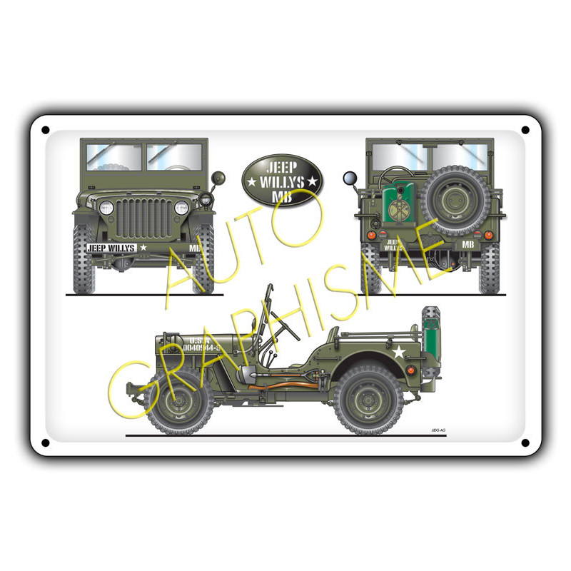 Metalen plaat Willys MB Jeep - AG-FO-087 - FO-087 - 36617681518436