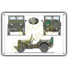 Metalen plaat Willys MB Jeep - AG-FO-087 - FO-087 - 36617681518436