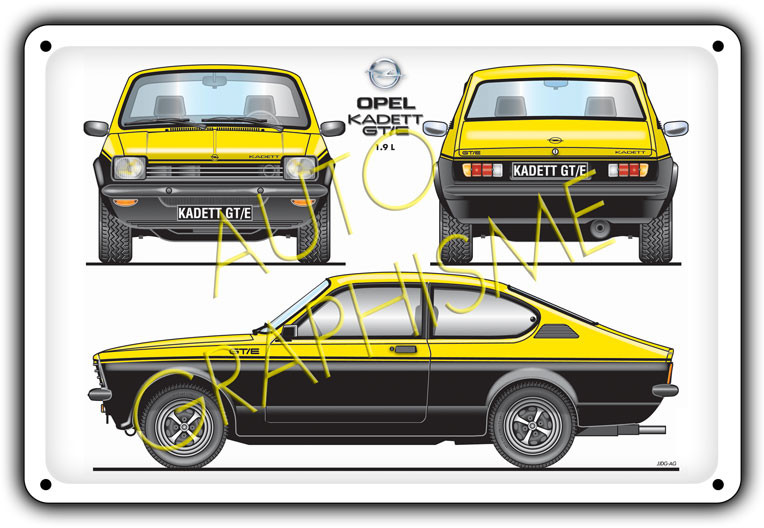 Metalen plaat OPEL KADETT GT-E 1L9 - AG-FO-091 - FO-091 - 36617681518476