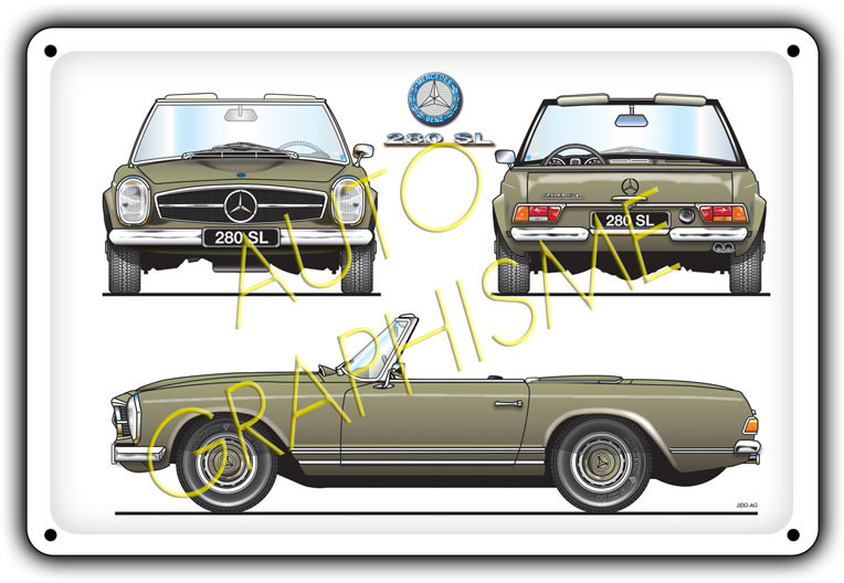 Plaque Métallique Mercedes Pagode 280 SL - AG-FO-099 - FO-099 - 3661768835487