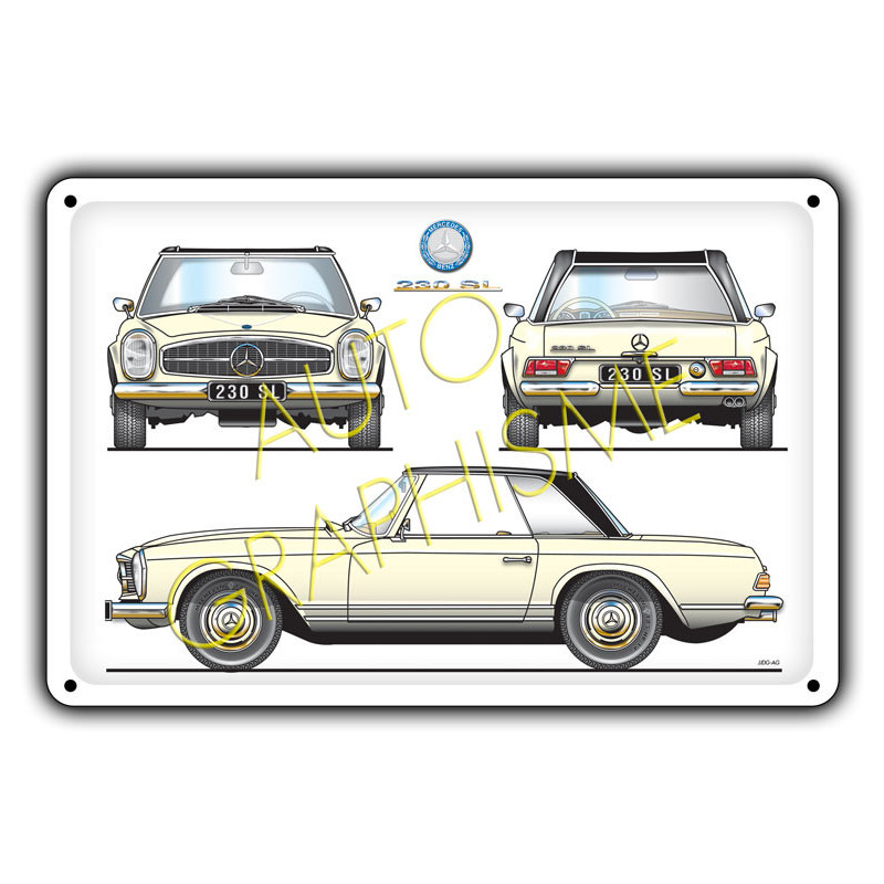 Metalen plaat Mercedes Pagode 230 SL - AG-FO-100 - FO-100 - 36617681518513