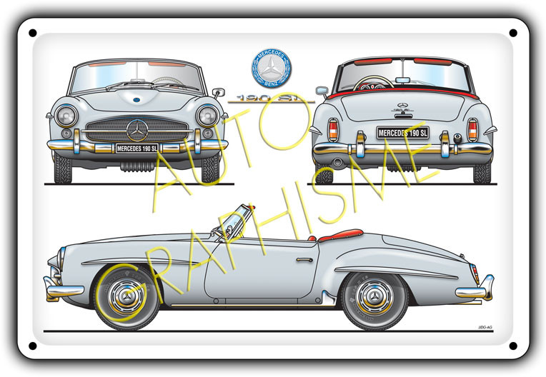 Plaque Métallique Mercedes 190 SL - AG-FO-101 - FO-101 - 36617681518523