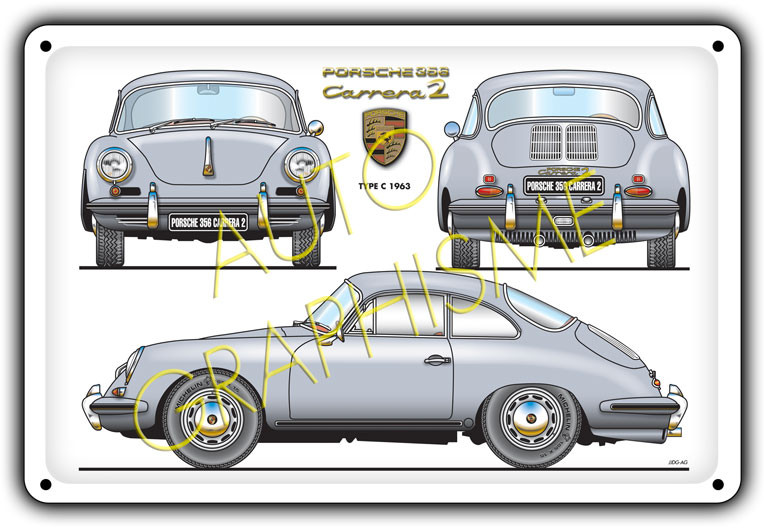 PORSCHE 356 CARRERA 2 Metalen plaat - AG-FO-103 - FO-103 - 3661768835500