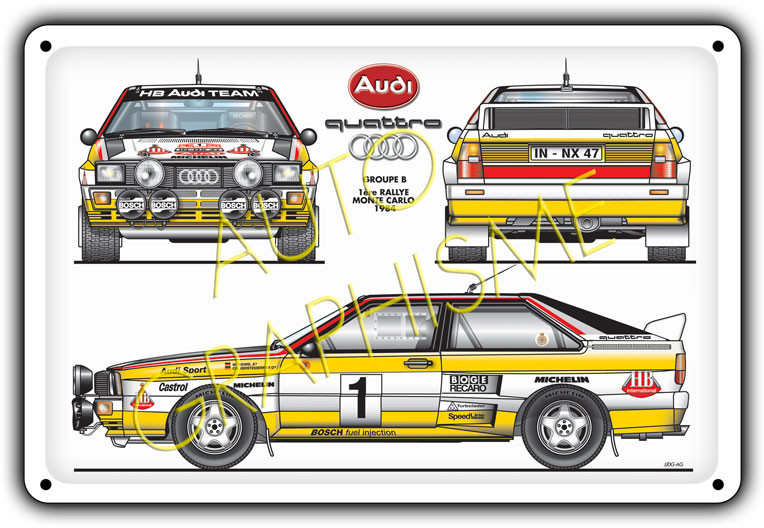 Plaque Métallique Audi Quattro Mc - GT2i - AG-FO-106 - FO-106 - 36617681518573