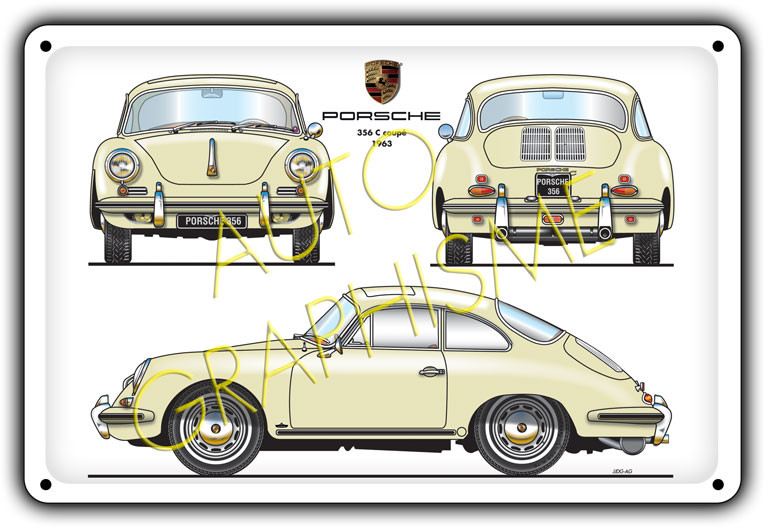Plaque Métallique Porsche 356 C - AG-FO-109 - FO-109 - 36617681518600