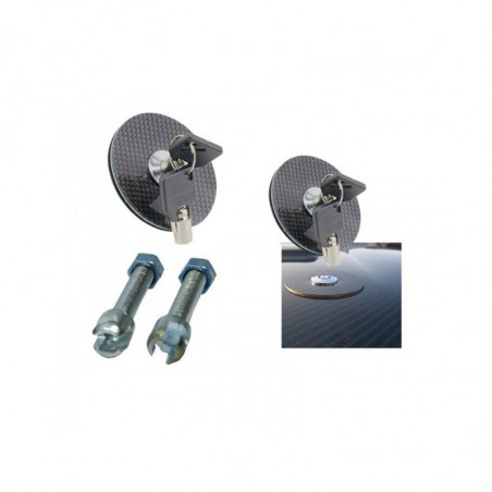 Attaches capot à clés look carbone (la paire)