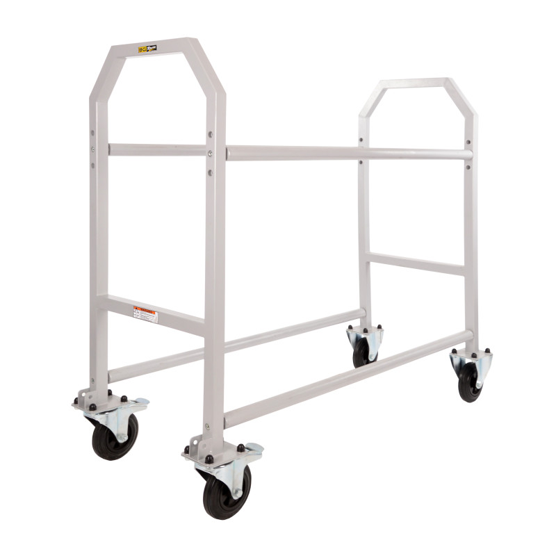 Wagen met stalen banden en grijze epoxyverf, 1,3 m lang, met polypropyleen en rubberen wielen - BG-R110P - BGR110P - 5060252090889