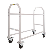 Wagen met stalen banden en grijze epoxyverf, 1,3 m lang, met polypropyleen en rubberen wielen - BG-R110P - BGR110P - 5060252090889