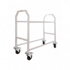 Chariot à pneu acier peinture epoxy grise longeur 1,6m avec roue polypropylène et caoutchouc