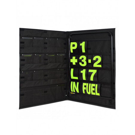 BG RACING Standard BLACK Aluminium Pit Board Kit- YELLOW numbers and bag