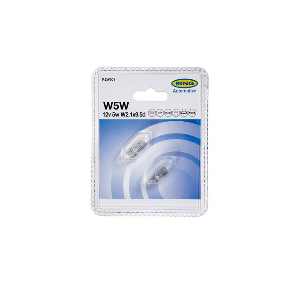 2 bulbs 12V 5W WEDGEBASE W2.1X9.5D RING - LI-REW501 - RW501 - 5055175200651