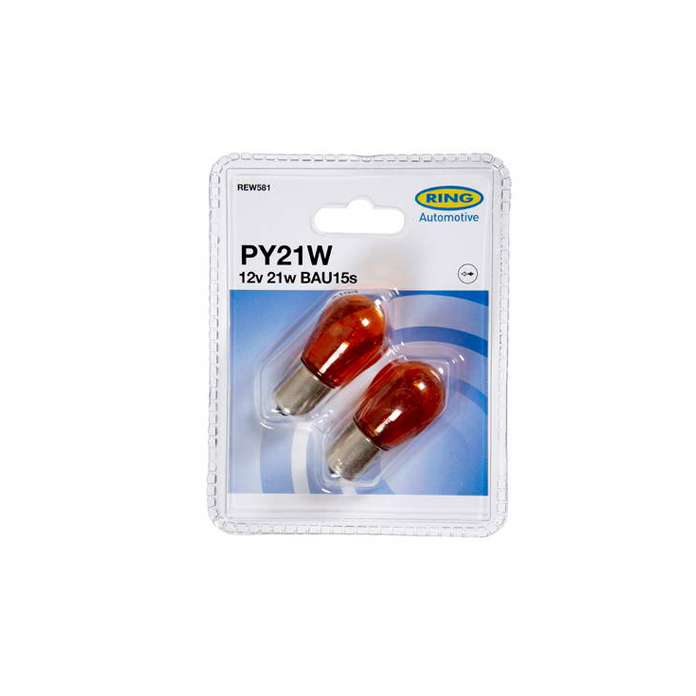 2 x 12V 21W BAU15S orange bulbs (blister) RING - LI-REW581 - RW581 - 5055175200705