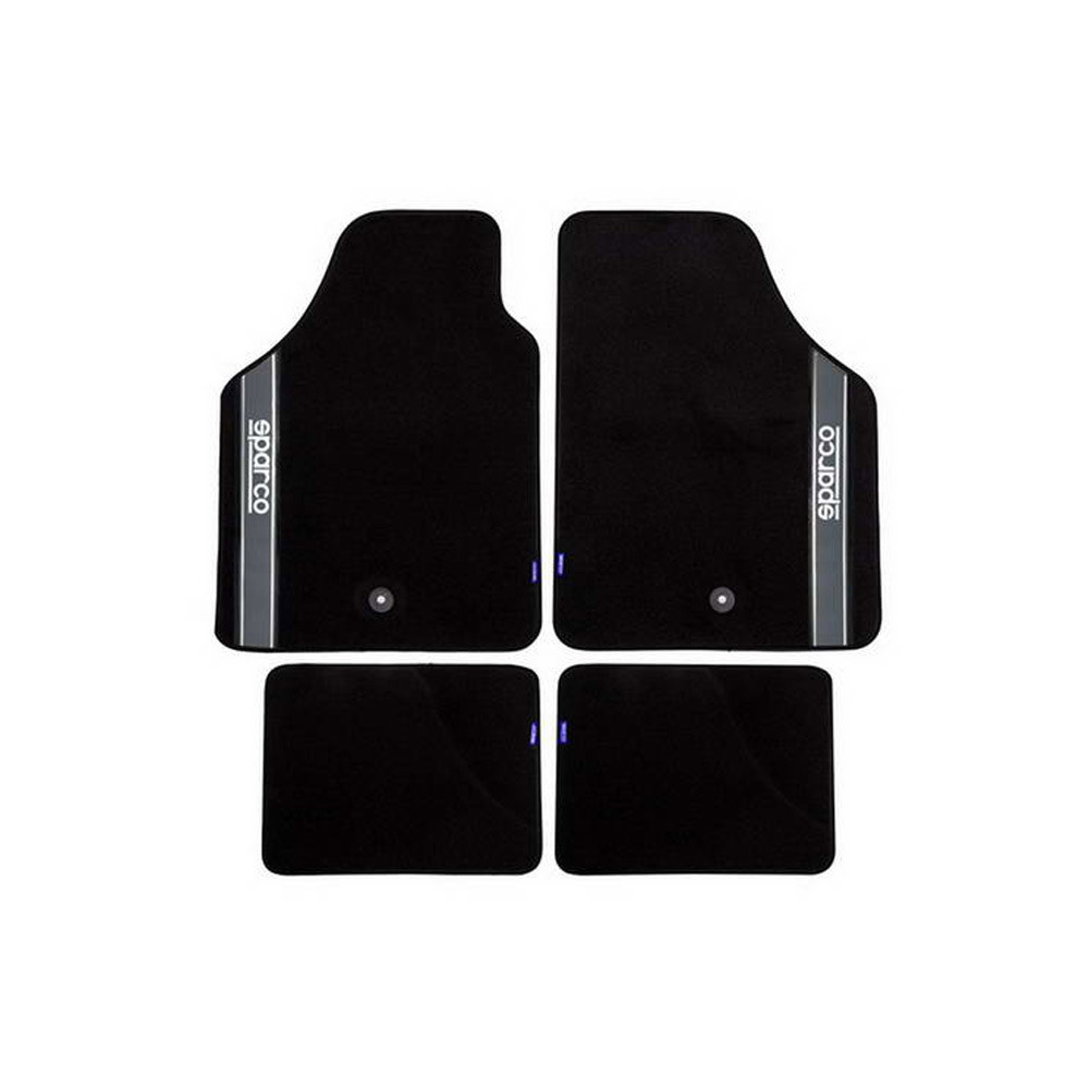 Set van 4 stoffen vloermatten SPARCO zwart/grijs(av 65x47cm / ar 30x40cm) - LI-03763BAR - 03763BAR - 8033280102784