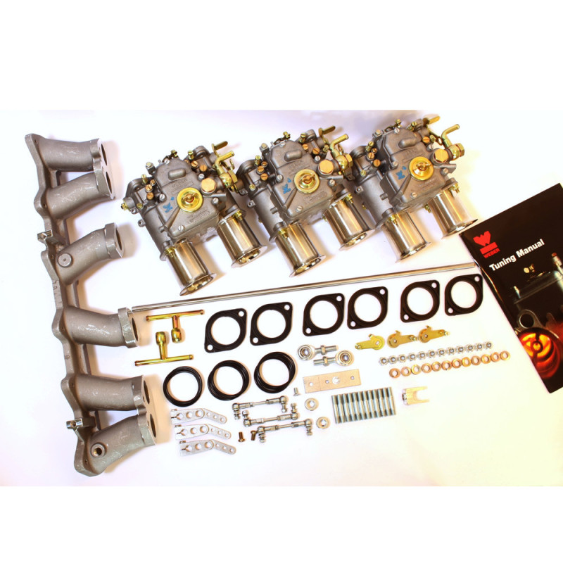 Weber 3x 45DCOE 240Z/260Z/280Z Carburateur + Inlaatpijp Kit Rond - W-PDA301 - PDA301 - 3661768405642