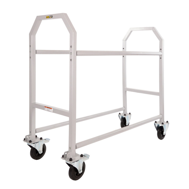 Wagen met stalen banden en grijze epoxyverf, 1,6 m lang, met aluminium en rubberen wiel - BG-R124P - BGR124P - 5060252091107