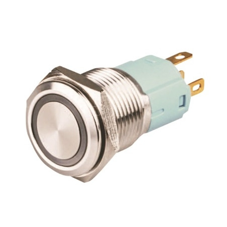 Bouton poussoir métallique verrouillage et cerclage led rouge