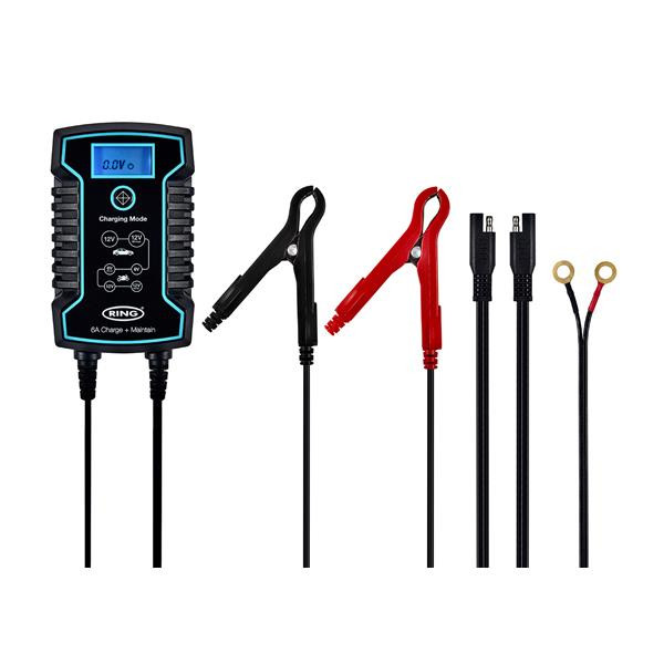 CHARGEUR BATTERIE INTELLIGENT + MAINTIEN DE CHARGE 6A 6/12V RING - LI-RESC806FR - RESC806FR