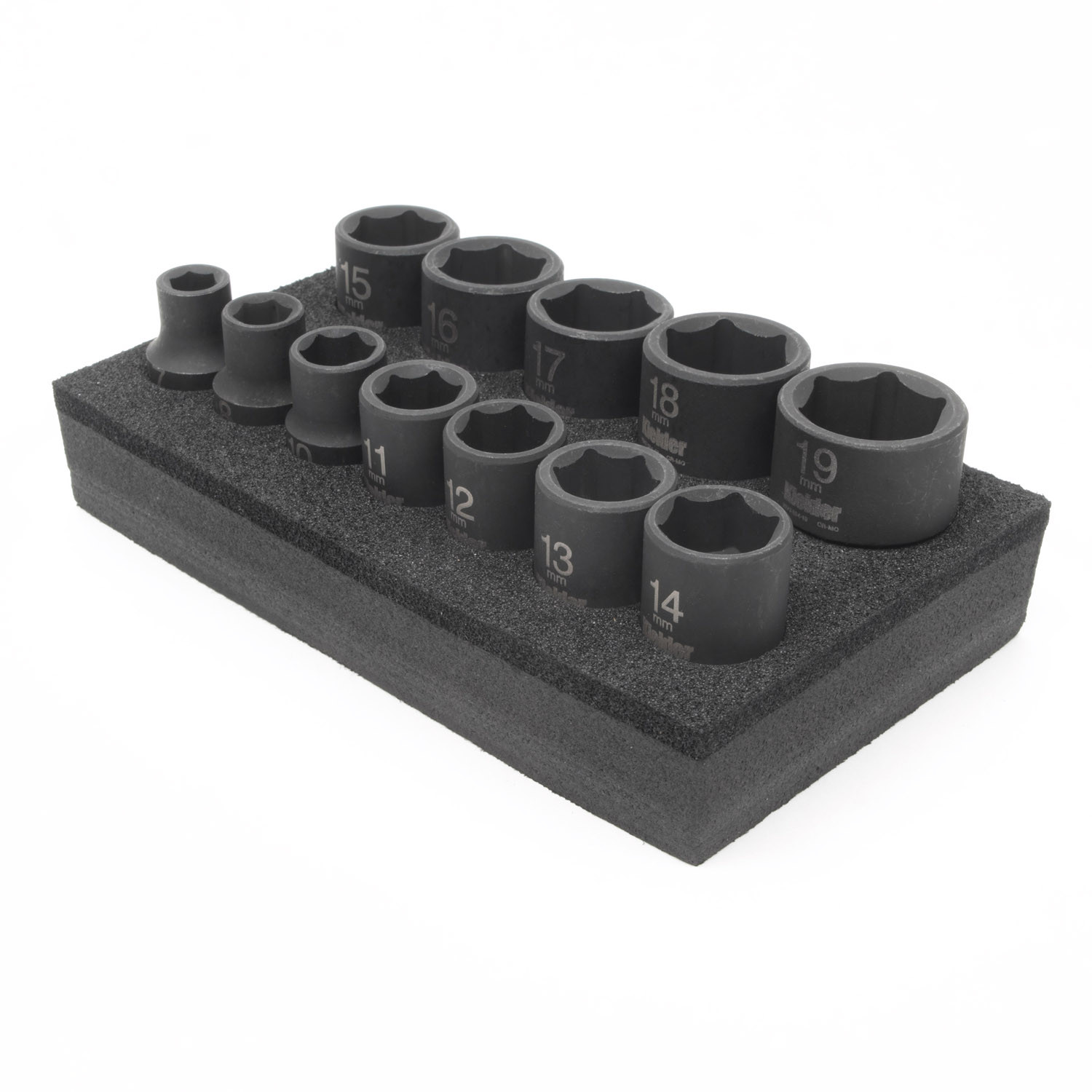 3/8" korte slagdoppenset KIELDER 12 metrische doppen (7, 8, 10, 11, 12, 13, 14, 15, 16, 17, 18 en 19 mm) - KWT-384-01 - KWT-384-01 - 5060441191984