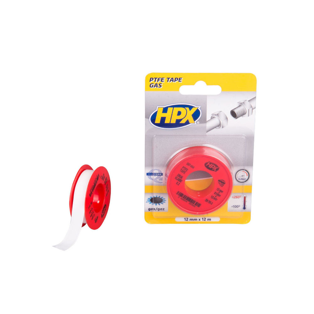HPX white PTFE tape gas 12mm x 12m - HPX-PT0012 - PT0012 - 3661768793237