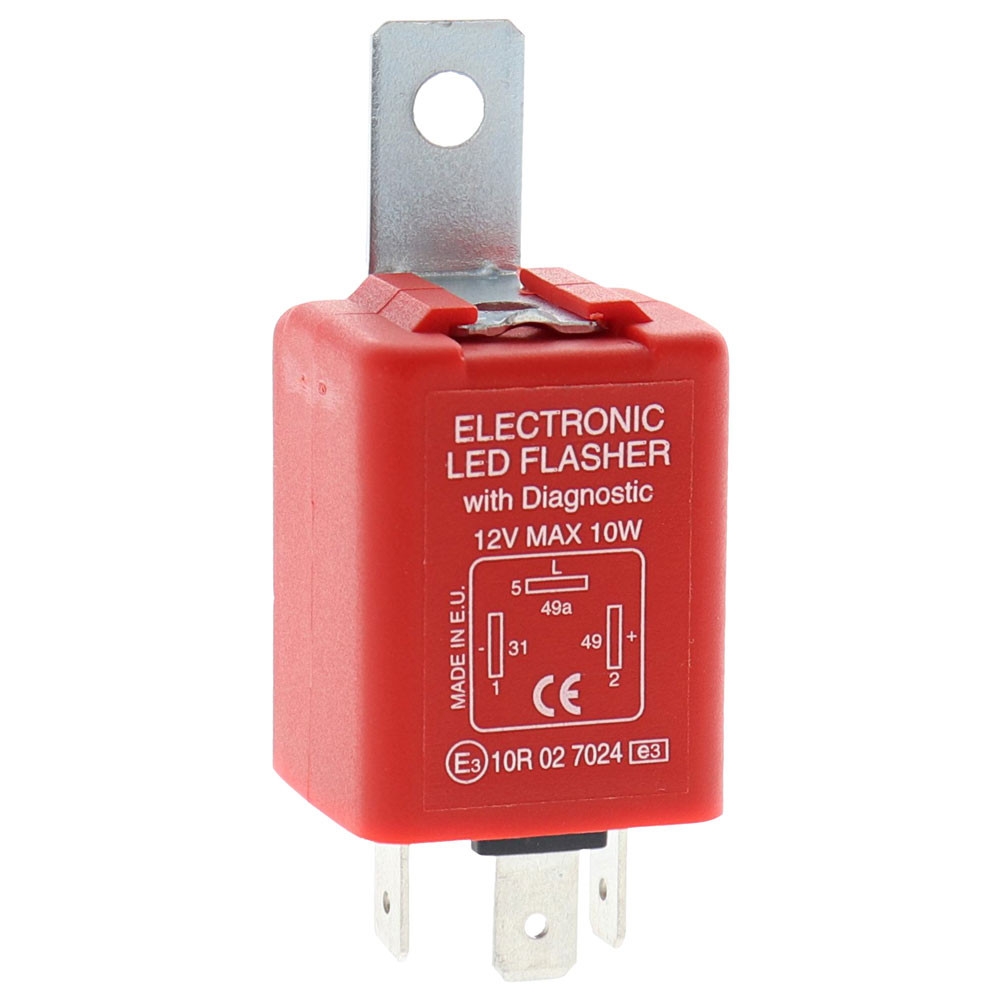 Centrale clignotant 12V 3P DIN Led + Support - EL-CL283L - CL.283L - 3700660497246
