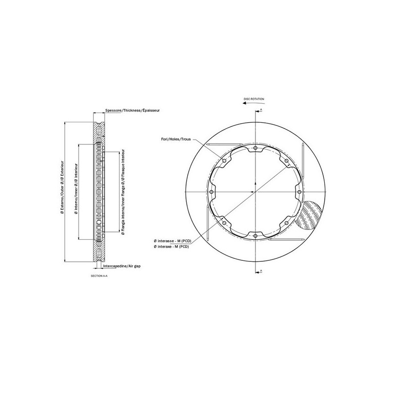 AP Racing rechte remschijf 332mm/32 8 groeven - AP-CP3581-766G8 - CP3581-766G8 - 3661768840672