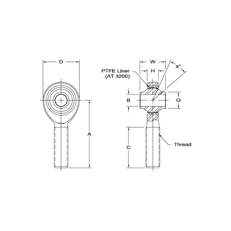 Rodobal Male Competition Rod End Eye 1/2" Thread 5/8 Left - RO-HXAML-8T - HXAB-8T - 3661768328057