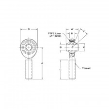 Rodobal Male Competition Rod End Eye 1/2" Thread 5/8 Left