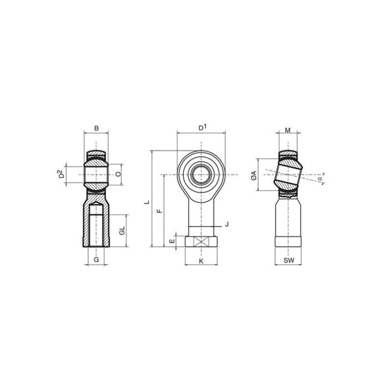 Rotulă sferică Rodobal MTE pentru competiție, tip mamă, filet dreapta, 12 mm / 1,5 mm - RO-RF-12MTE1-5 - RF12MTEX1,5 - 3661768317662