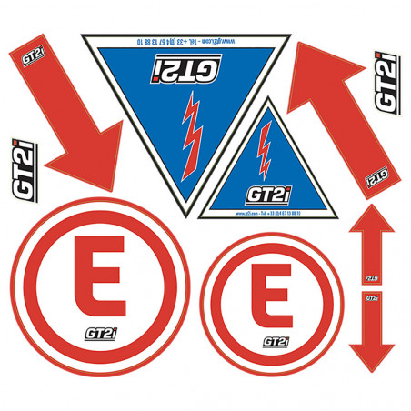 Planche d'autocollants GT2i extincteur / coupe circuit / flèche