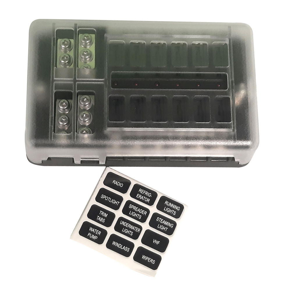 Zekeringhouder met waarschuwingslampjes 12 stuks max 100A - LU-BOX12 - 3661768103418