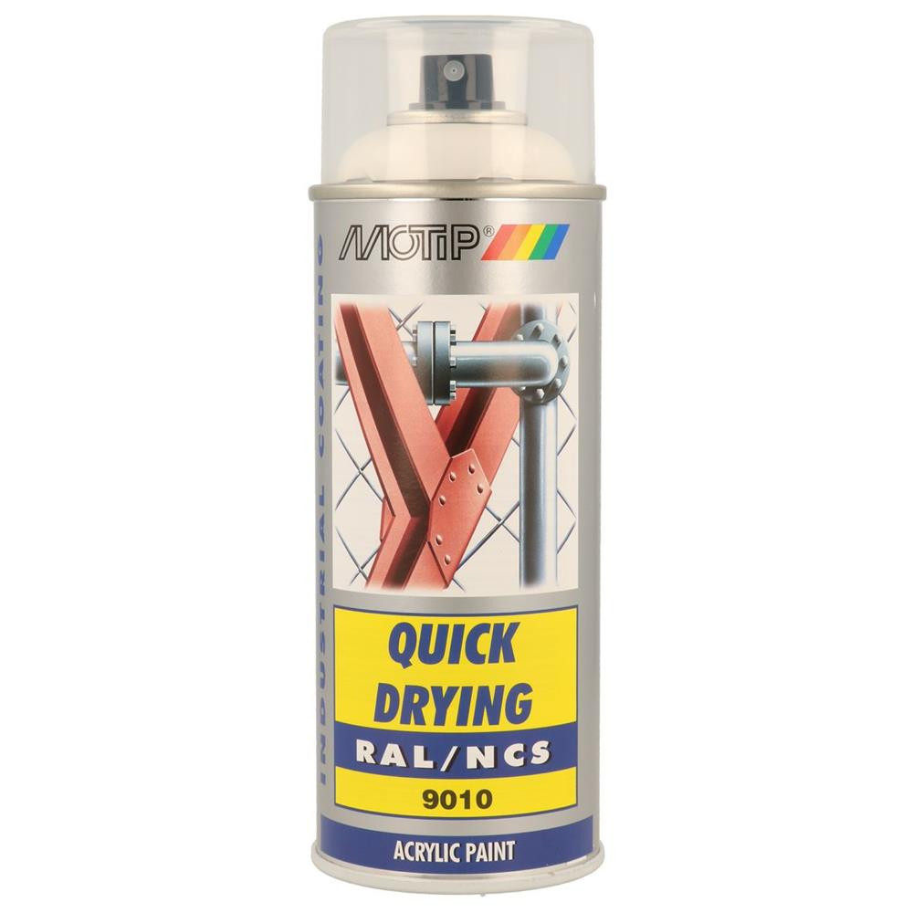 Vernice Aerosol RAL 9010 Bianco Puro Acrilico Lucido MOTIP 400ml - MTP-07040 - 07040 - 8711347070404