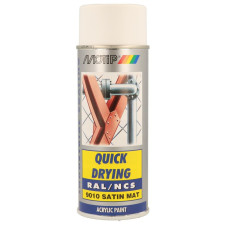 Spuitverf Pure White Satin Acryl RAL 9010 MOTIP 400ml - MTP-07166 - 07166 - 8711347129119