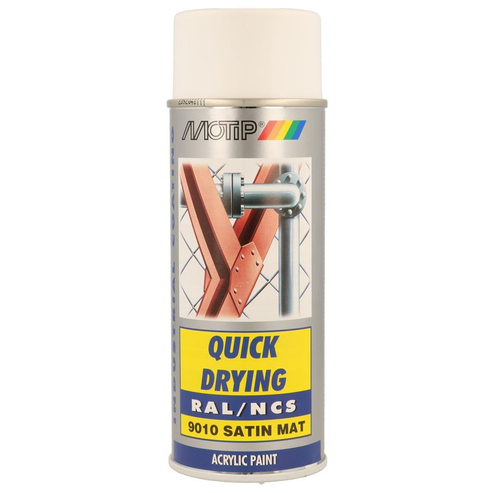 Spuitverf Pure White Satin Acryl RAL 9010 MOTIP 400ml - MTP-07166 - 07166 - 8711347129119