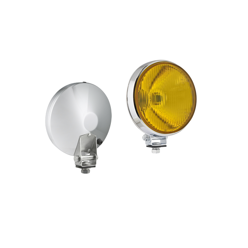 Far de drum pentru vehicule de epocă, cu sticlă galbenă, Ø160 mm, cromat - LU-6114493 - 3666618003931