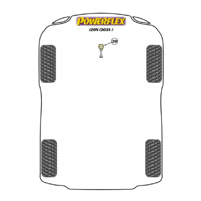 Boccola POWERFLEX anti-torsione inferiore Hyundai i30N / i20N Track - PF-F26120P - PFF26-120P - 5055676546968