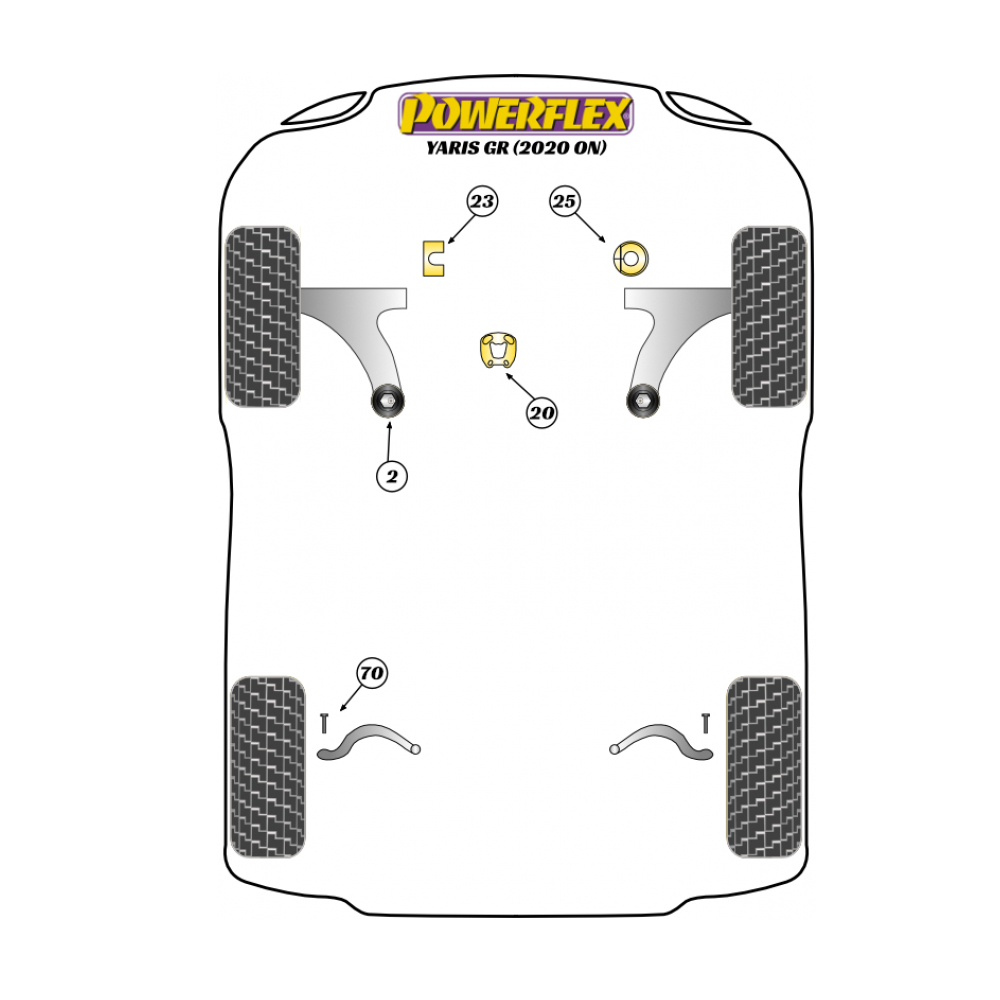 Silentbloc POWERFLEX cu inserție pentru suportul superior al motorului, pentru Toyota Yaris 1.6 GR 4WD - PF-F76925 - PFF76-925 - 5055676555502