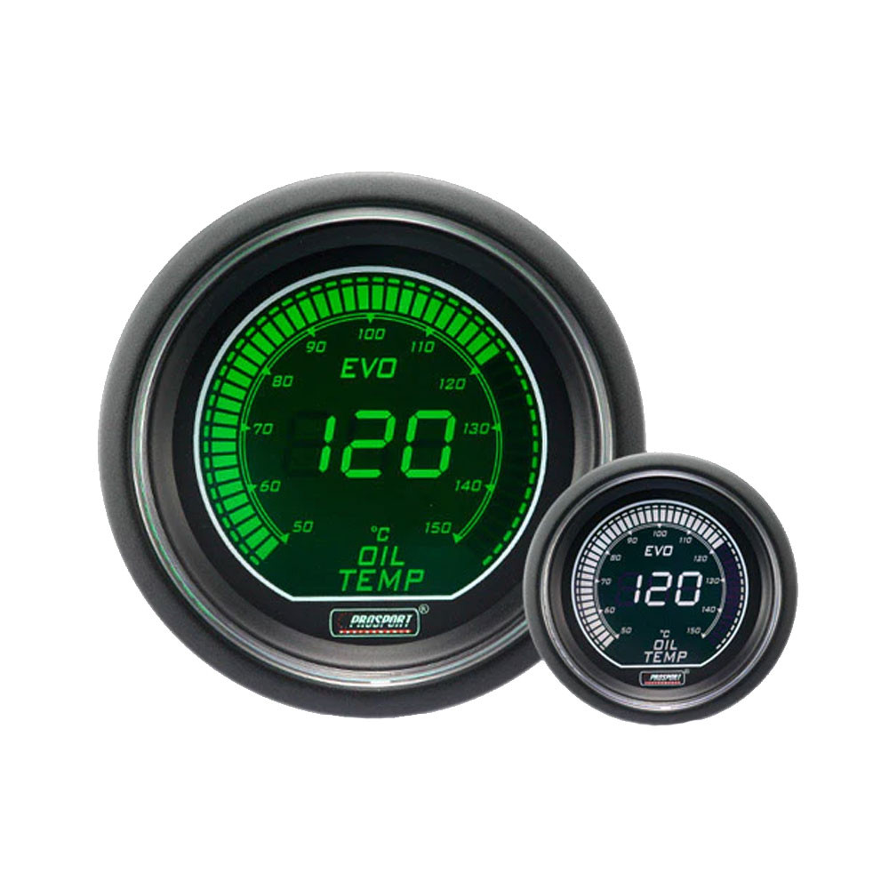 Pro-Sport Digitale Olietemperatuurmeter 52mm150°C Groen/Wit - CT-TH-005-V-BL - 216EVOWGOT - 3661768389225